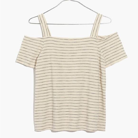 Madewell Bellamy Striped Cold Shoulder Short Sleeve Tee Size XXS - Picture 1 of 5